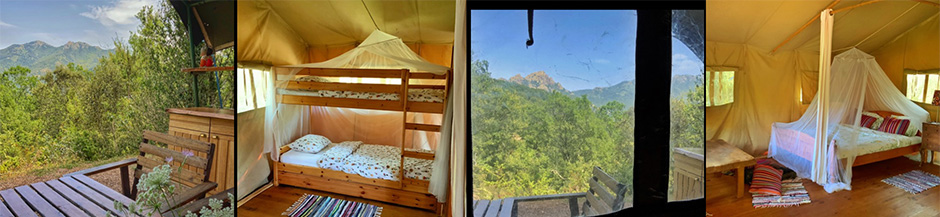 binnen in de safari tent